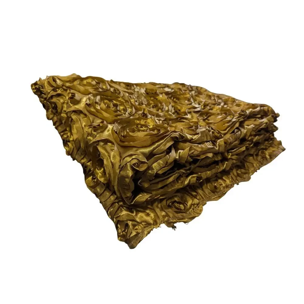 NWOT! COPPER SHIMMER RIBBON FLORAL EMBROIDERED TABLECLOTH, THROW! RAISED FINISH!